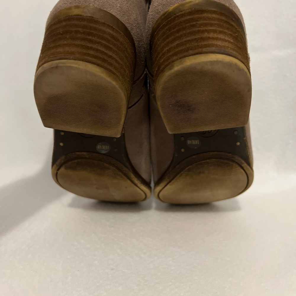 Luck Brand Size 10 Beige Suede Double Zipper  Leather Booties - Picture 10 of 16